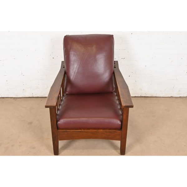 Stickley Brothers Style Antique Mission Oak Arts & Crafts Reclining Morris Lounge Chair, Circa 1900 - Image 4