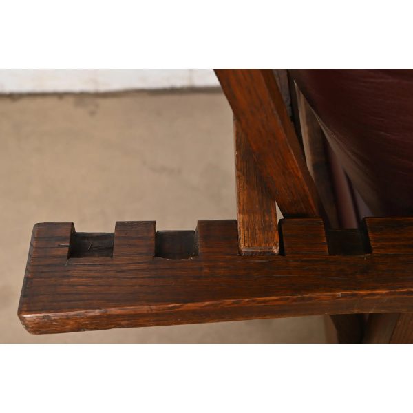 Stickley Brothers Style Antique Mission Oak Arts & Crafts Reclining Morris Lounge Chair, Circa 1900 - Image 8