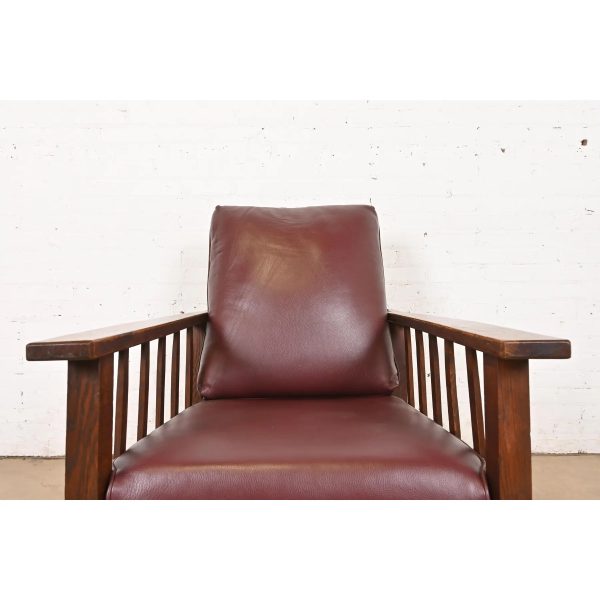 Stickley Brothers Style Antique Mission Oak Arts & Crafts Reclining Morris Lounge Chair, Circa 1900 - Image 5