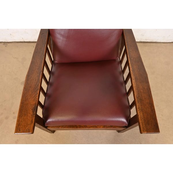 Stickley Brothers Style Antique Mission Oak Arts & Crafts Reclining Morris Lounge Chair, Circa 1900 - Image 6