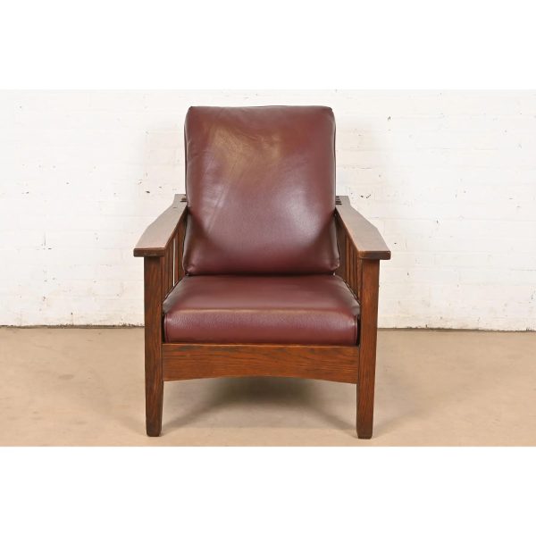 Stickley Brothers Style Antique Mission Oak Arts & Crafts Reclining Morris Lounge Chair, Circa 1900 - Image 3