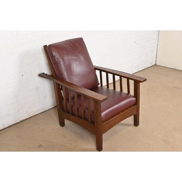 Stickley Brothers Style Antique Mission Oak Arts & Crafts Reclining Morris Lounge Chair, Circa 1900 - Image 2