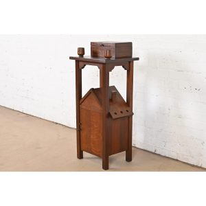 Stickley Brothers Style Antique Mission Oak Arts & Crafts Smoker's Stand, Circa 1910