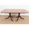 Stickley Georgian Banded Flame Mahogany Double Pedestal Extension Dining Table, Newly Refinished - Image 8