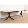 Stickley Georgian Banded Flame Mahogany Double Pedestal Extension Dining Table, Newly Refinished - Image 5