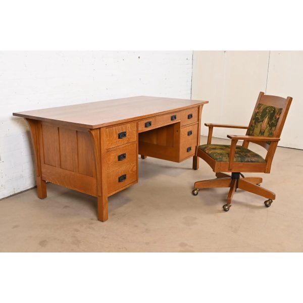 Stickley Mission Oak Arts & Crafts Executive Swivel Desk Chair - Image 11