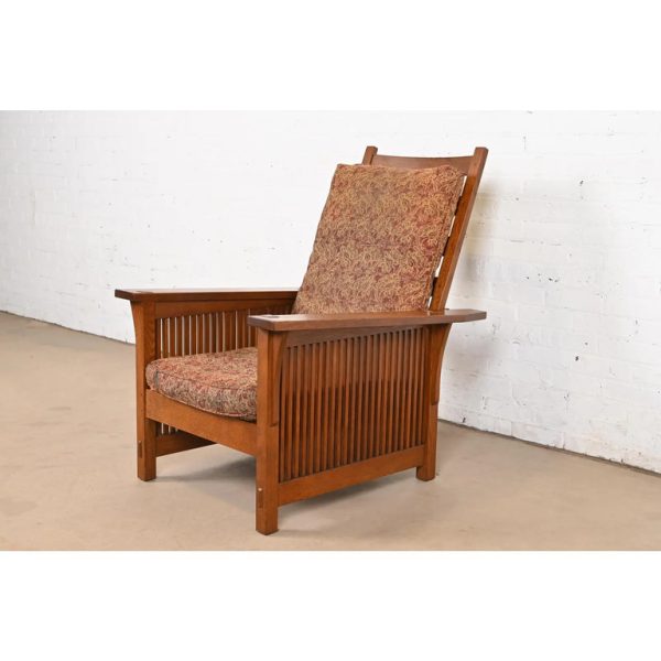 Stickley Mission Oak Arts & Crafts Spindle Reclining Morris Lounge Chair