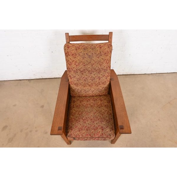 Stickley Mission Oak Arts & Crafts Spindle Reclining Morris Lounge Chair - Image 5