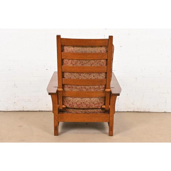 Stickley Mission Oak Arts & Crafts Spindle Reclining Morris Lounge Chair - Image 10