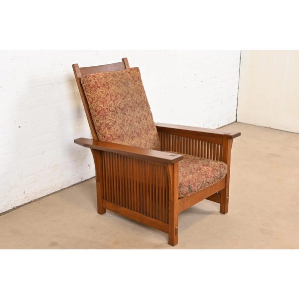Stickley Mission Oak Arts & Crafts Spindle Reclining Morris Lounge Chair - Image 3