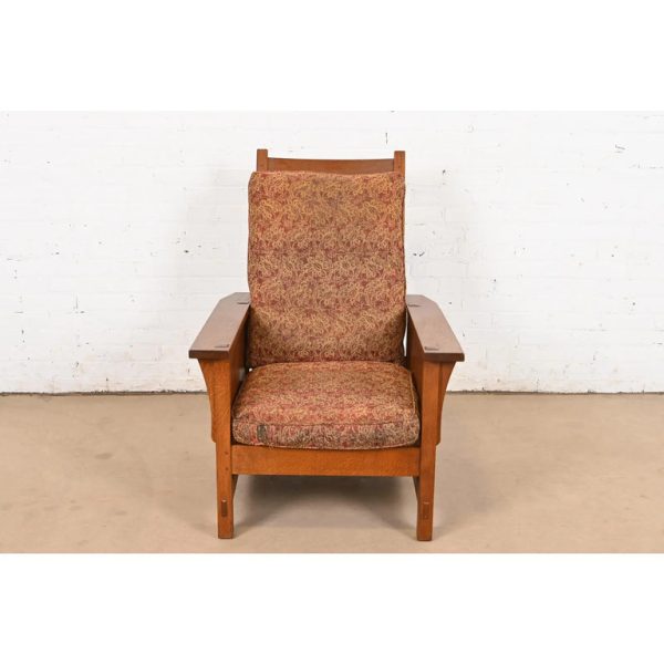 Stickley Mission Oak Arts & Crafts Spindle Reclining Morris Lounge Chair - Image 4