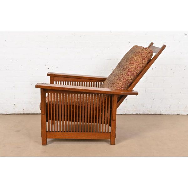 Stickley Mission Oak Arts & Crafts Spindle Reclining Morris Lounge Chair - Image 9