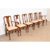 Stickley Queen Anne Carved Solid Cherry Wood Dining Chairs, Set of Six - Image 4