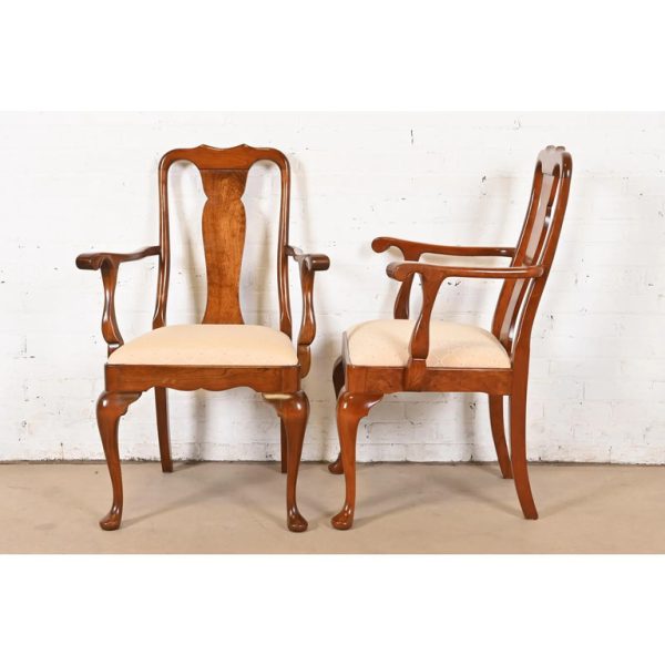 Stickley Queen Anne Carved Solid Cherry Wood Dining Chairs, Set of Six - Image 9