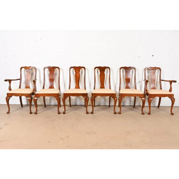 Stickley Queen Anne Carved Solid Cherry Wood Dining Chairs, Set of Six - Image 2