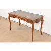 Theodore Alexander French Louis XV Walnut Bureau Plat Leather Top Desk With Mounted Bronze Ormolu - Image 3