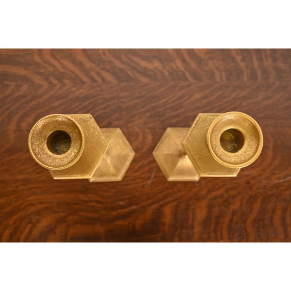Tiffany Studios New York Bronze Doré Candlesticks, Pair - Image 6
