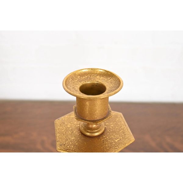 Tiffany Studios New York Bronze Doré Candlesticks, Pair - Image 5