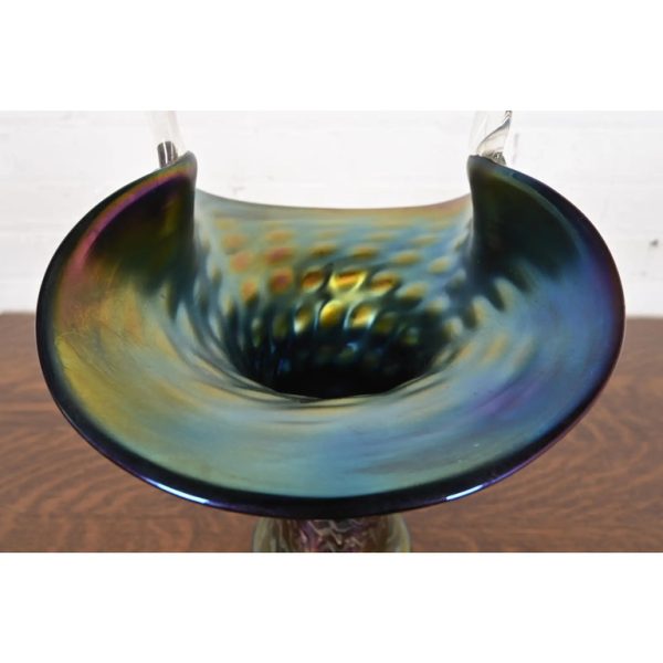 Wilhelm Kralik Sohn Art Nouveau Iridescent Art Glass Large Basket or Vase, Circa 1900 - Image 6