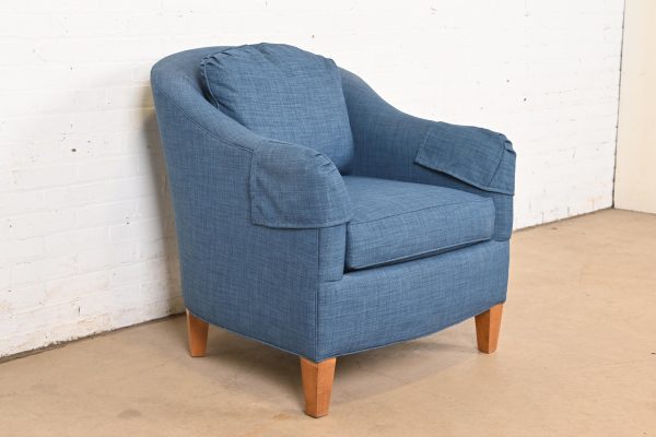 Smith Brothers Contemporary Blue Tweed Upholstered Lounge Chair - Image 10