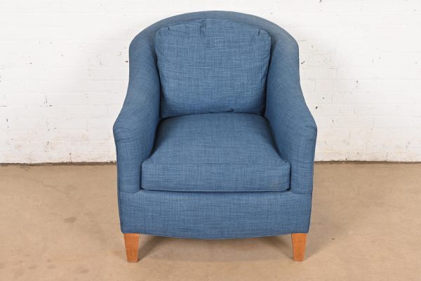Smith Brothers Contemporary Blue Tweed Upholstered Lounge Chair - Image 2