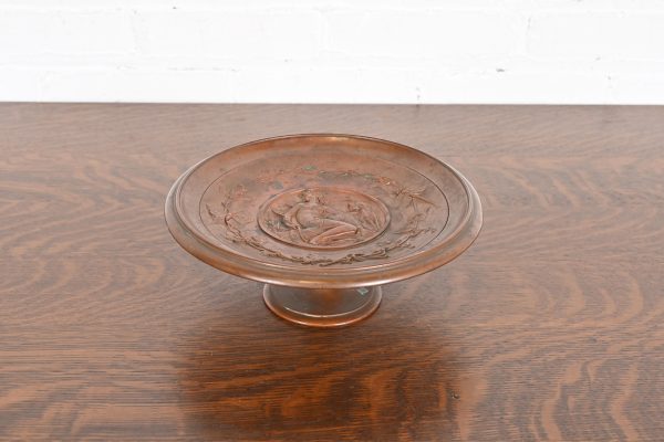 Tiffany & Co. Style Antique Victorian Patinated Copper Footed Centerpiece Bowl or Tazza