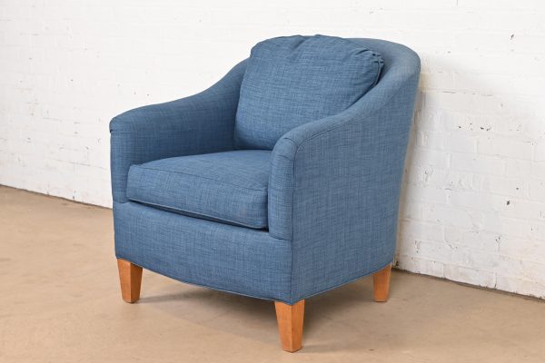 Smith Brothers Contemporary Blue Tweed Upholstered Lounge Chair - Image 3
