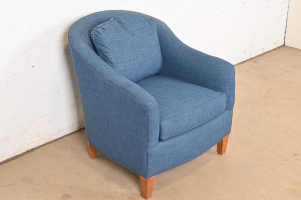Smith Brothers Contemporary Blue Tweed Upholstered Lounge Chair - Image 4