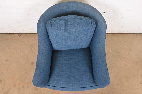 Smith Brothers Contemporary Blue Tweed Upholstered Lounge Chair - Image 5