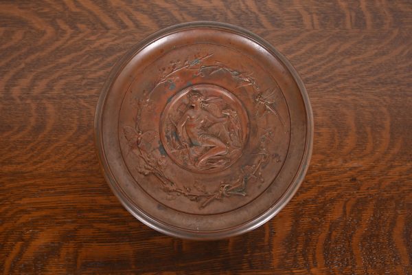 Tiffany & Co. Style Antique Victorian Patinated Copper Footed Centerpiece Bowl or Tazza - Image 4