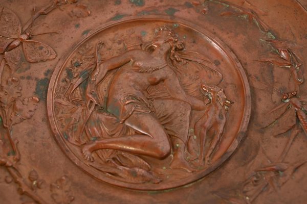 Tiffany & Co. Style Antique Victorian Patinated Copper Footed Centerpiece Bowl or Tazza - Image 6