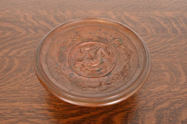 Tiffany & Co. Style Antique Victorian Patinated Copper Footed Centerpiece Bowl or Tazza - Image 3