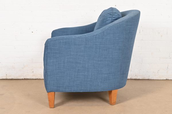 Smith Brothers Contemporary Blue Tweed Upholstered Lounge Chair - Image 8