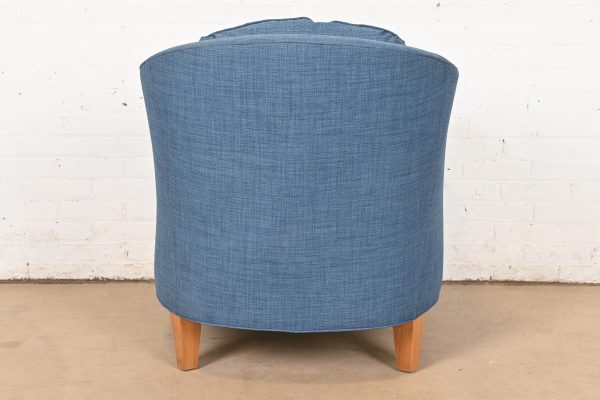 Smith Brothers Contemporary Blue Tweed Upholstered Lounge Chair - Image 9