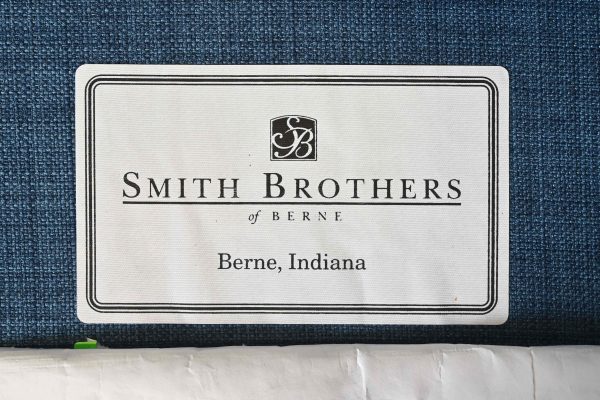 Smith Brothers Contemporary Blue Tweed Upholstered Lounge Chair - Image 11