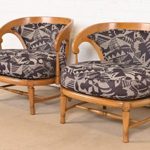 Tomlinson Mid-Century Modern Sculpted Walnut Club Chairs or Lounge Chairs, Pair
