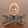 Art Deco Leopard Skin Jasper Egg on Bronze Base With Griffins - Image 2