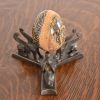 Art Deco Leopard Skin Jasper Egg on Bronze Base With Griffins - Image 3
