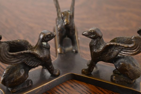 Art Deco Leopard Skin Jasper Egg on Bronze Base With Griffins - Image 6