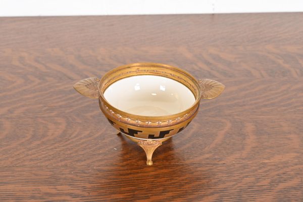 French Art Deco Bronze and Porcelain Footed Bowl or Compote Dish by A. Hnazary, 1920s - Image 2