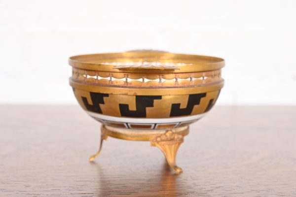 French Art Deco Bronze and Porcelain Footed Bowl or Compote Dish by A. Hnazary, 1920s - Image 5