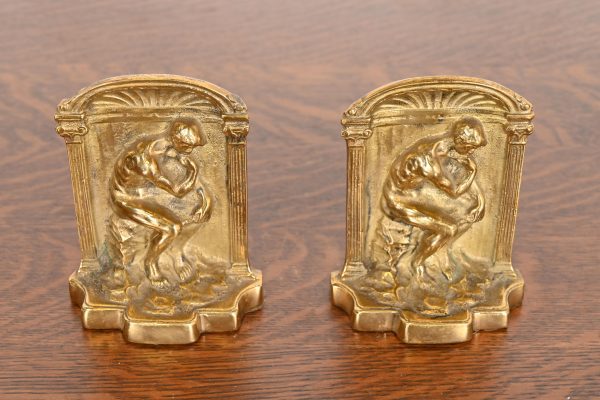 Tiffany Studios Style Art Deco Bronze Doré "The Thinker" Bookends, Circa 1920s - Image 2