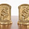 Tiffany Studios Style Art Deco Bronze Doré "The Thinker" Bookends, Circa 1920s