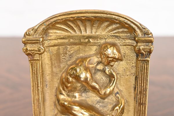 Tiffany Studios Style Art Deco Bronze Doré "The Thinker" Bookends, Circa 1920s - Image 5
