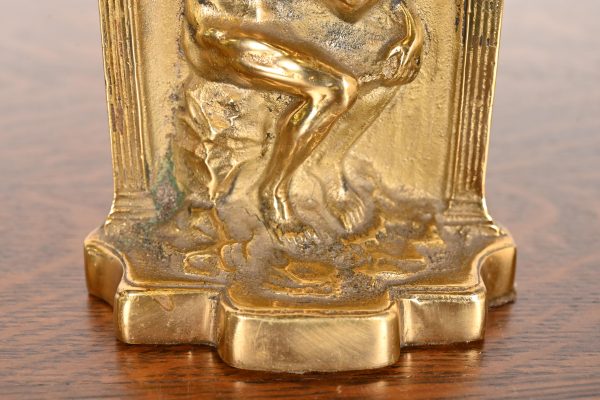Tiffany Studios Style Art Deco Bronze Doré "The Thinker" Bookends, Circa 1920s - Image 6