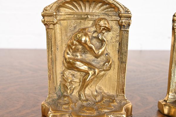 Tiffany Studios Style Art Deco Bronze Doré "The Thinker" Bookends, Circa 1920s - Image 7