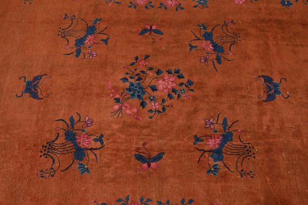 Antique Chinese Art Deco Nichols Hand-Knotted Room Size Wool Rug, Circa 1920s - Image 4