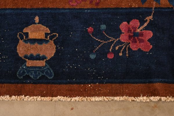 Antique Chinese Art Deco Nichols Hand-Knotted Room Size Wool Rug, Circa 1920s - Image 6