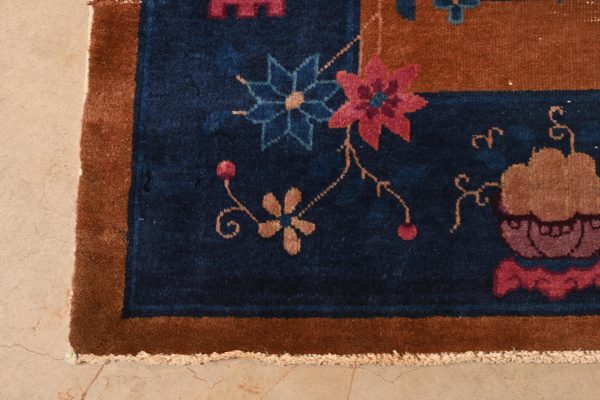 Antique Chinese Art Deco Nichols Hand-Knotted Room Size Wool Rug, Circa 1920s - Image 5
