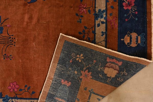 Antique Chinese Art Deco Nichols Hand-Knotted Room Size Wool Rug, Circa 1920s - Image 7